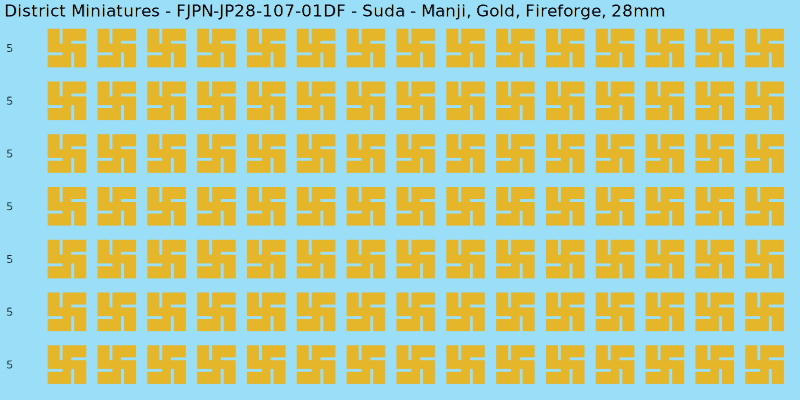 Suda clan mon, Yellow/Gold waterslide decal sheet, Fireforge banner sizes, 28mm