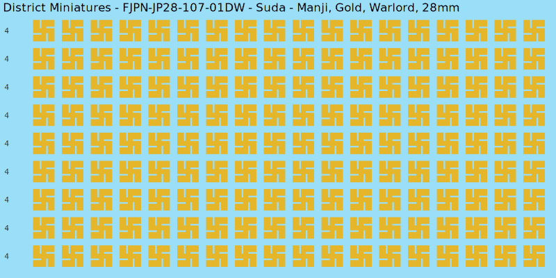 Suda clan mon, Yellow/Gold waterslide decal sheet, Warlord banner sizes, 28mm