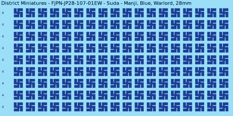 Suda clan mon, Blue waterslide decal sheet, Warlord banner sizes, 28mm