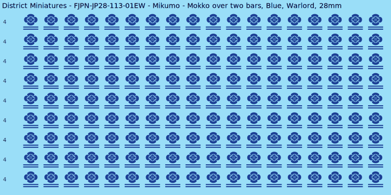 Mikumo clan mon, Blue waterslide decal sheet, Warlord banner sizes, 28mm