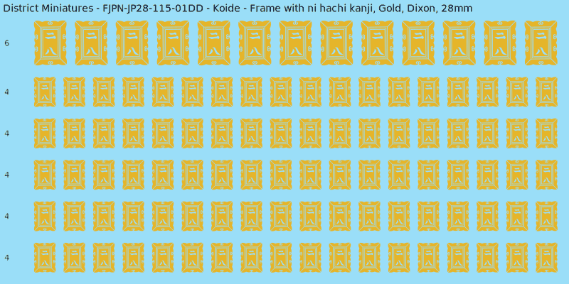 Koide clan mon, Yellow/Gold waterslide decal sheet, Dixon banner sizes, 28mm