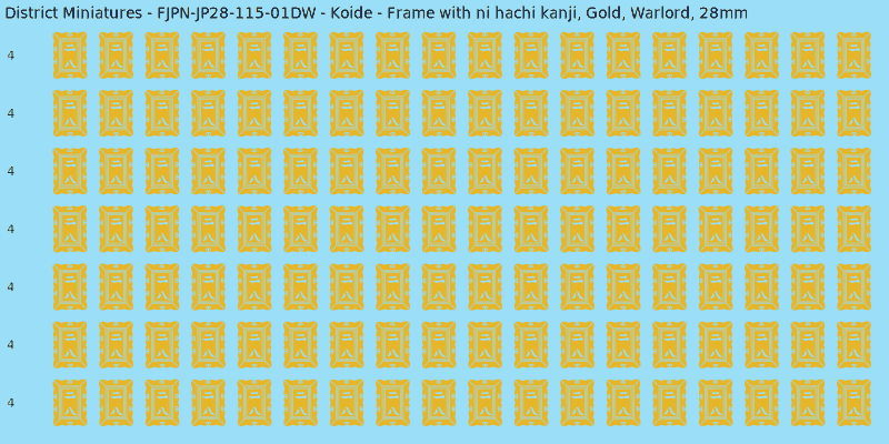 Koide clan mon, Yellow/Gold waterslide decal sheet, Warlord banner sizes, 28mm