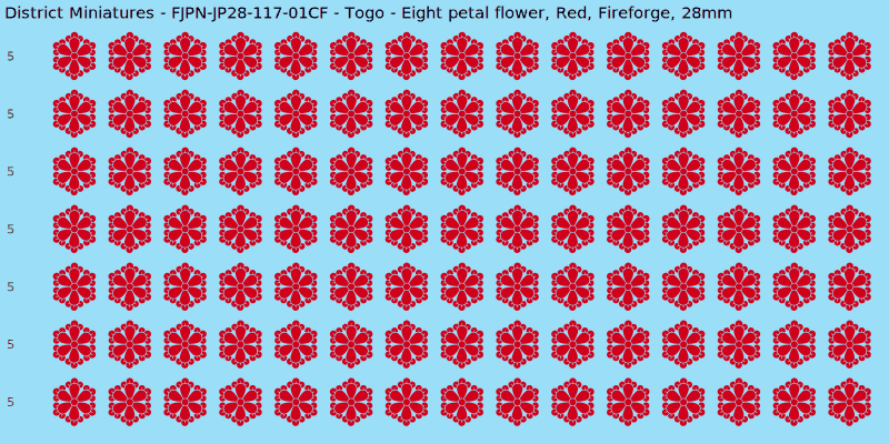 Togo clan mon, Red waterslide decal sheet, Fireforge banner sizes, 28mm