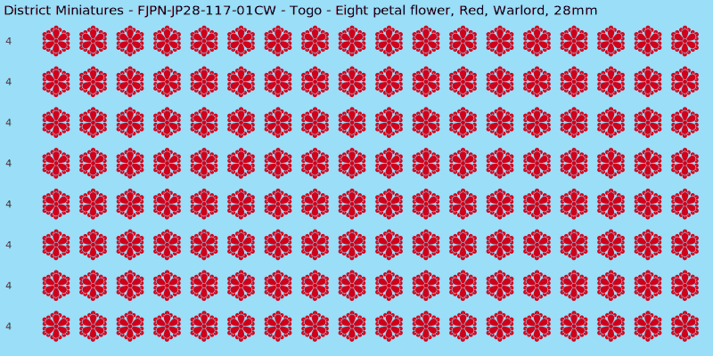 Togo clan mon, Red waterslide decal sheet, Warlord banner sizes, 28mm