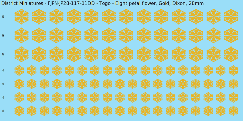 Togo clan mon, Yellow/Gold waterslide decal sheet, Dixon banner sizes, 28mm