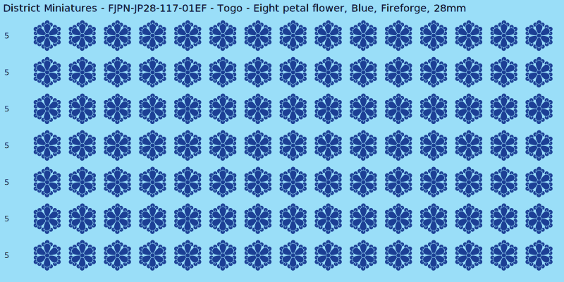 Togo clan mon, Blue waterslide decal sheet, Fireforge banner sizes, 28mm