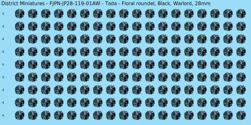 Tada clan mon, Black waterslide decal sheet, Warlord banner sizes, 28mm