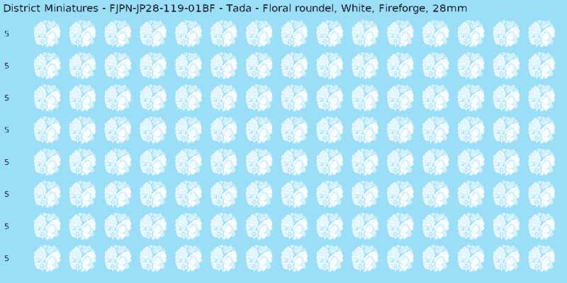 Tada clan mon, White waterslide decal sheet, Fireforge banner sizes, 28mm