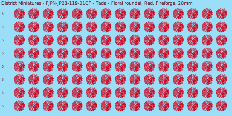Tada clan mon, Red waterslide decal sheet, Fireforge banner sizes, 28mm