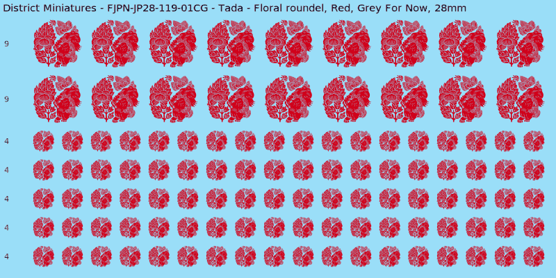 Tada clan mon, Red waterslide decal sheet, Grey For Now banner sizes, 28mm