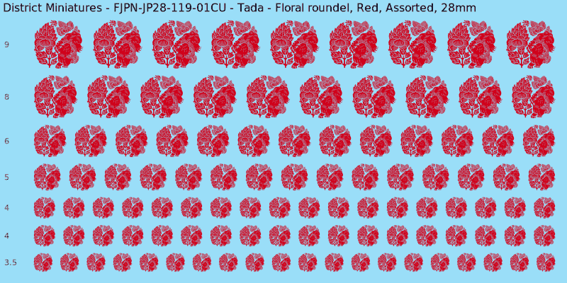Tada clan mon, Floral roundel, Red waterslide decal sheet, 28mm