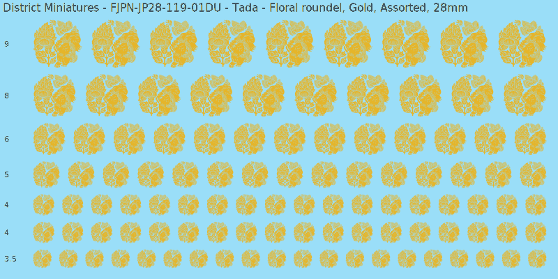 Tada clan mon, Floral roundel, Gold waterslide decal sheet, 28mm