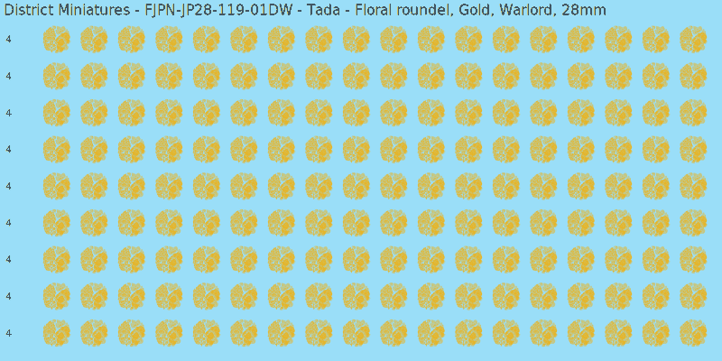 Tada clan mon, Yellow/Gold waterslide decal sheet, Warlord banner sizes, 28mm