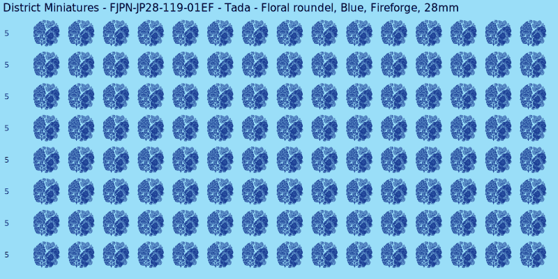 Tada clan mon, Blue waterslide decal sheet, Fireforge banner sizes, 28mm