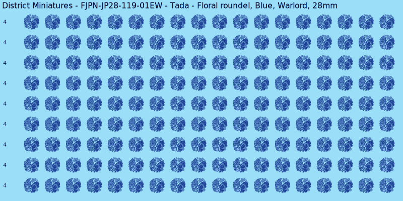 Tada clan mon, Blue waterslide decal sheet, Warlord banner sizes, 28mm