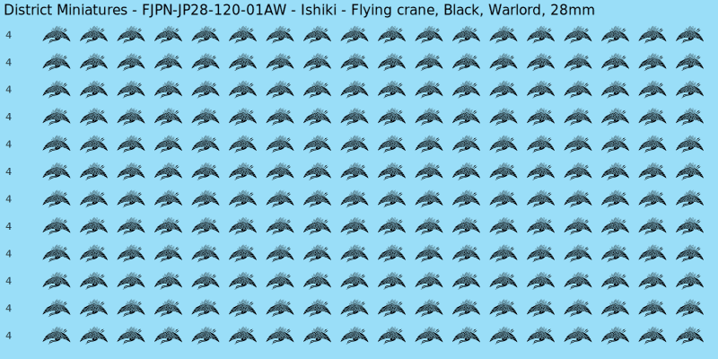 Ishiki clan mon, Black waterslide decal sheet, Warlord banner sizes, 28mm