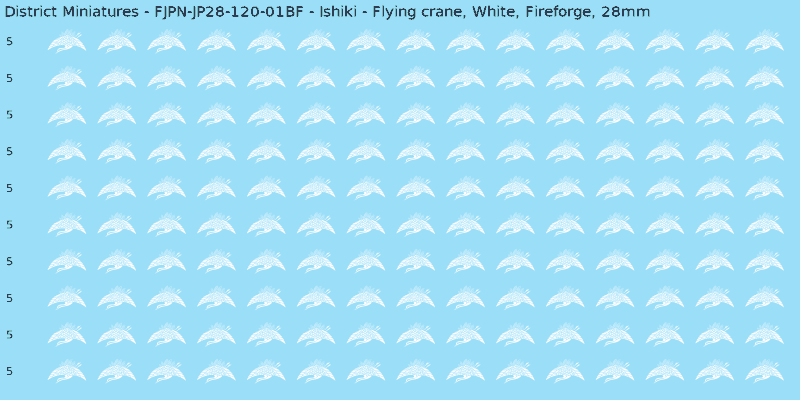 Ishiki clan mon, White waterslide decal sheet, Fireforge banner sizes, 28mm