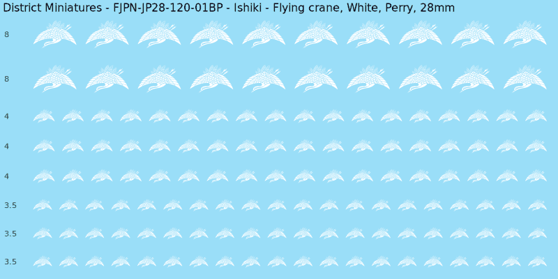 Ishiki clan mon, White waterslide decal sheet, Perry banner sizes, 28mm