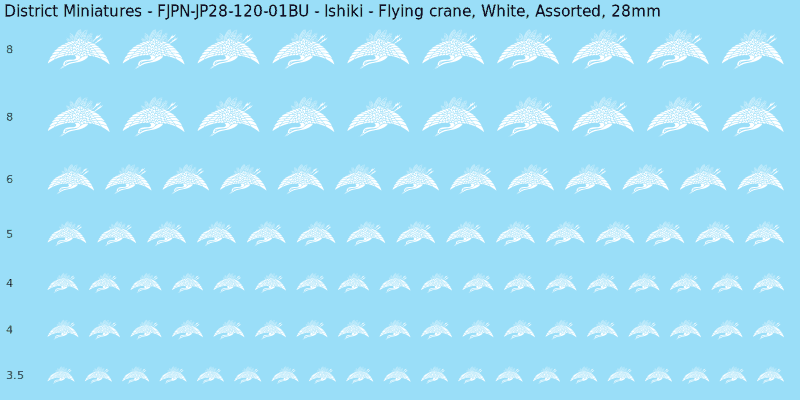 Ishiki clan mon, White waterslide decal sheet, Assorted banner sizes, 28mm