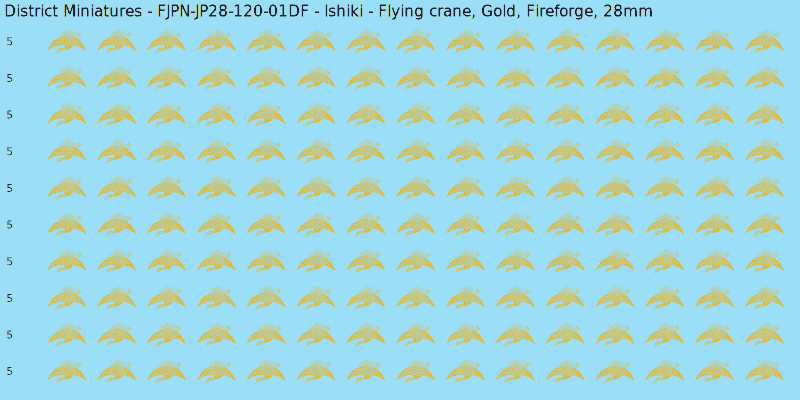 Ishiki clan mon, Yellow/Gold waterslide decal sheet, Fireforge banner sizes, 28mm