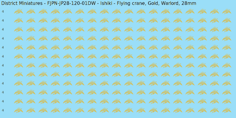 Ishiki clan mon, Yellow/Gold waterslide decal sheet, Warlord banner sizes, 28mm