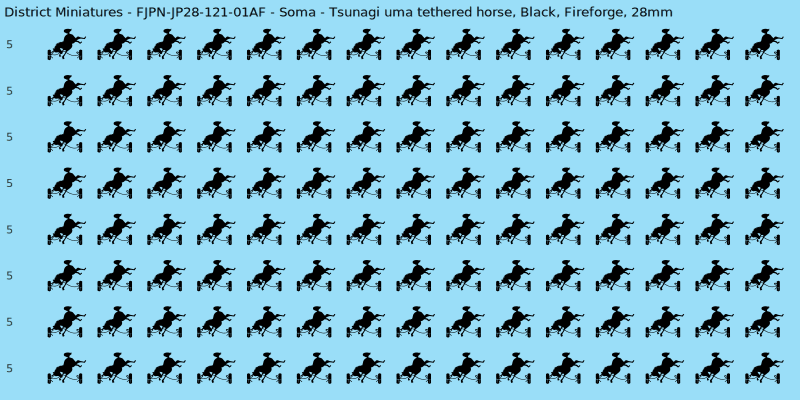 Soma clan mon, Black waterslide decal sheet, Fireforge banner sizes, 28mm