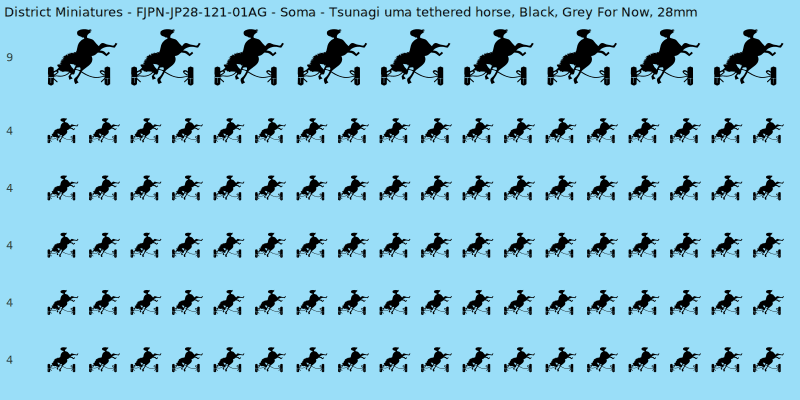 Soma clan mon, Black waterslide decal sheet, Grey For Now banner sizes, 28mm