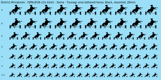 Soma clan mon, Tsunagi uma tethered horse, Black waterslide decal sheet, 28mm