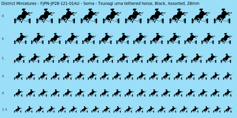 Soma clan mon, Black waterslide decal sheet, Assorted banner sizes, 28mm