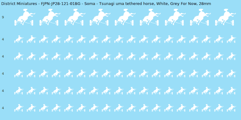 Soma clan mon, White waterslide decal sheet, Grey For Now banner sizes, 28mm