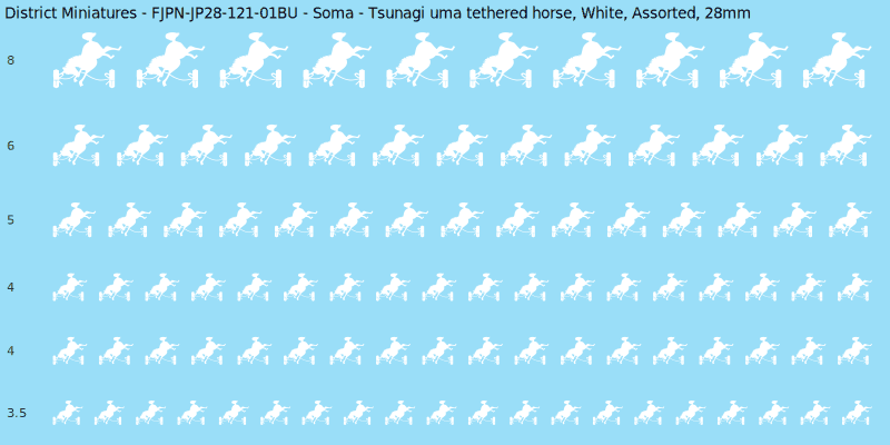 Soma clan mon, White waterslide decal sheet, Assorted banner sizes, 28mm