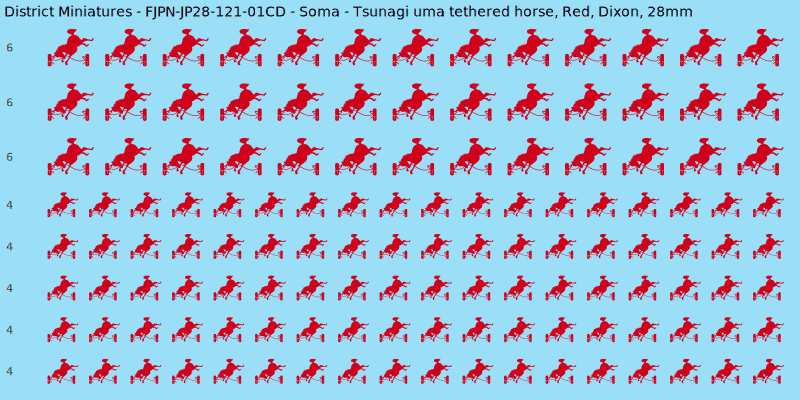 Soma clan mon, Red waterslide decal sheet, Dixon banner sizes, 28mm