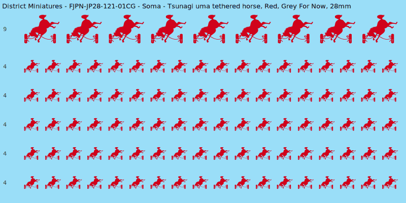 Soma clan mon, Red waterslide decal sheet, Grey For Now banner sizes, 28mm
