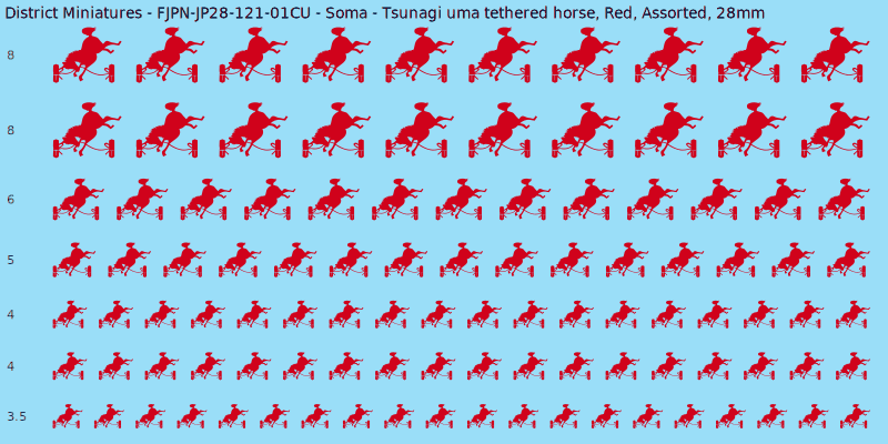 Soma clan mon, Tsunagi uma tethered horse, Red waterslide decal sheet, 28mm