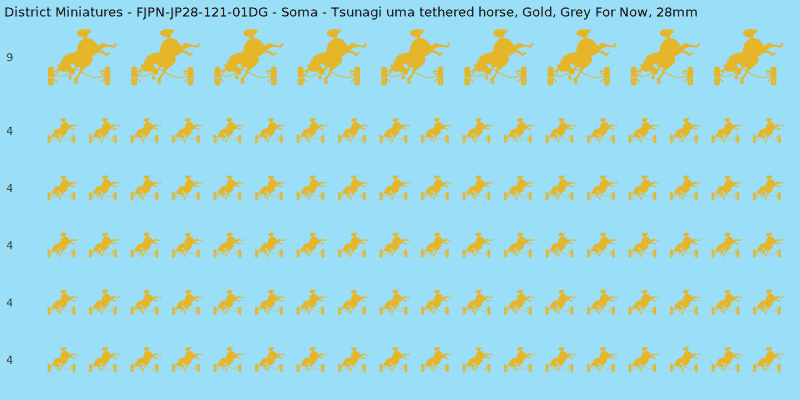 Soma clan mon, Yellow/Gold waterslide decal sheet, Grey For Now banner sizes, 28mm