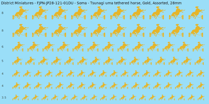 Soma clan mon, Tsunagi uma tethered horse, Gold waterslide decal sheet, 28mm