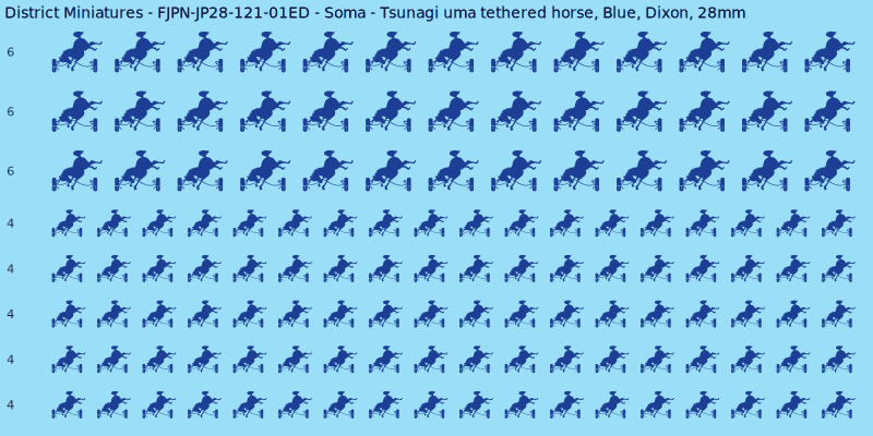Soma clan mon, Blue waterslide decal sheet, Dixon banner sizes, 28mm