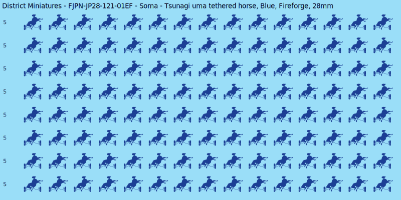 Soma clan mon, Blue waterslide decal sheet, Fireforge banner sizes, 28mm