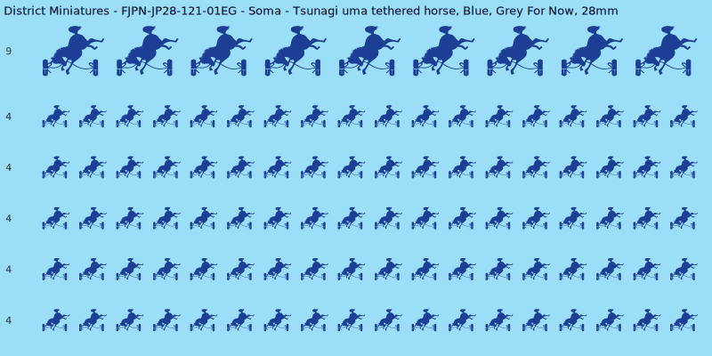 Soma clan mon, Blue waterslide decal sheet, Grey For Now banner sizes, 28mm