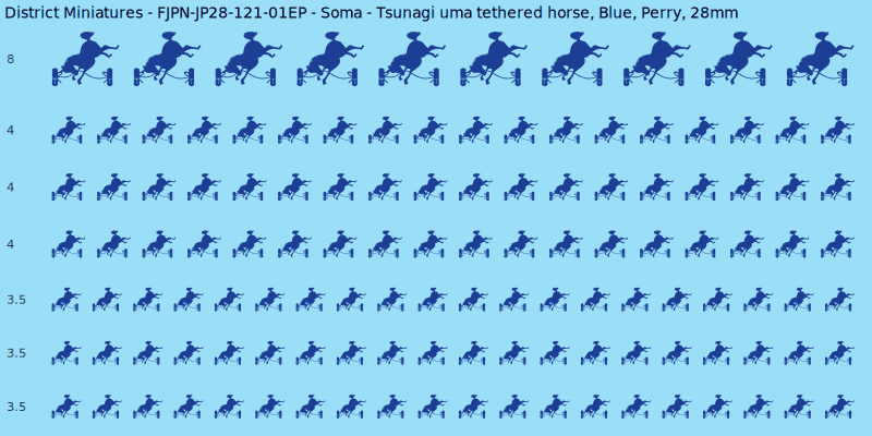 Soma clan mon, Blue waterslide decal sheet, Perry banner sizes, 28mm