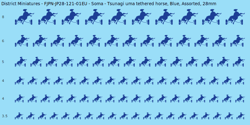 Soma clan mon, Blue waterslide decal sheet, Assorted banner sizes, 28mm