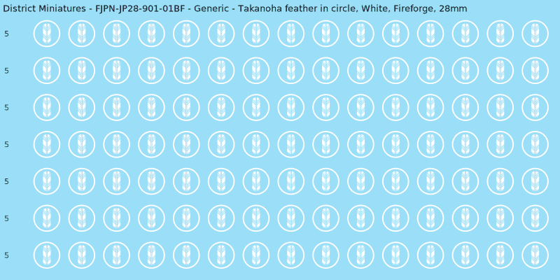 Generic clan mon, White waterslide decal sheet, Fireforge banner sizes, 28mm