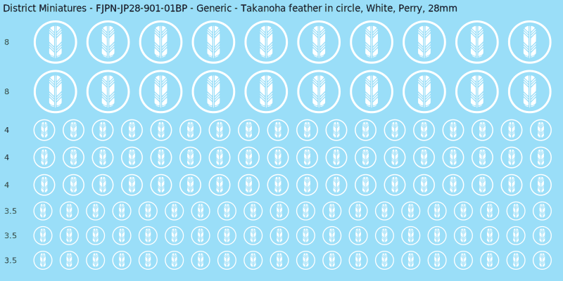 Generic clan mon, White waterslide decal sheet, Perry banner sizes, 28mm