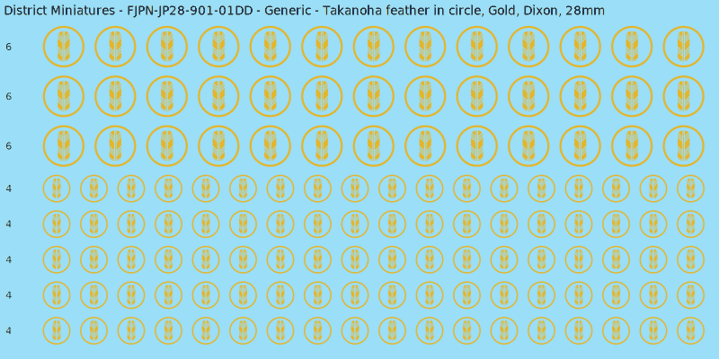 Generic clan mon, Yellow/Gold waterslide decal sheet, Dixon banner sizes, 28mm