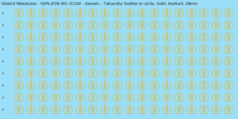 Generic clan mon, Yellow/Gold waterslide decal sheet, Warlord banner sizes, 28mm