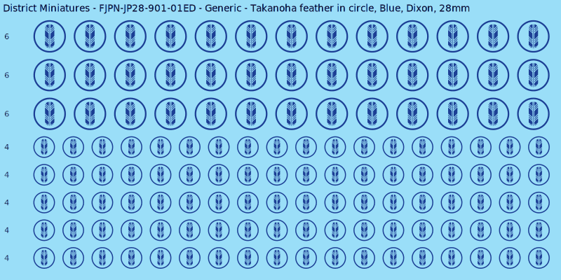 Generic clan mon, Blue waterslide decal sheet, Dixon banner sizes, 28mm
