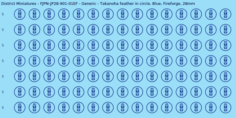 Generic clan mon, Blue waterslide decal sheet, Fireforge banner sizes, 28mm