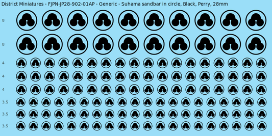 Generic clan mon, Black waterslide decal sheet, Perry banner sizes, 28mm