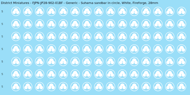 Generic clan mon, White waterslide decal sheet, Fireforge banner sizes, 28mm