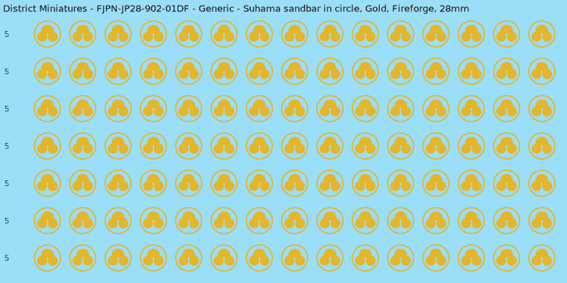 Generic clan mon, Yellow/Gold waterslide decal sheet, Fireforge banner sizes, 28mm